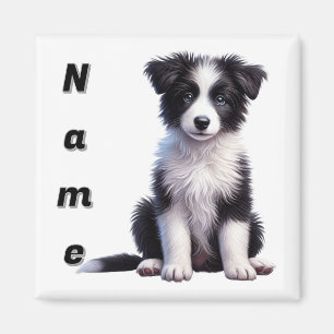 Personalized Cute Border Collie Puppy Magnet