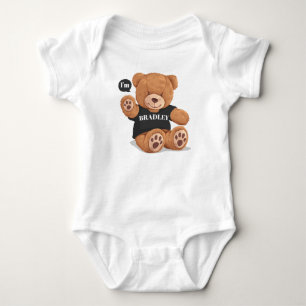 Personalized Cute Boy Bear Baby Bodysuit
