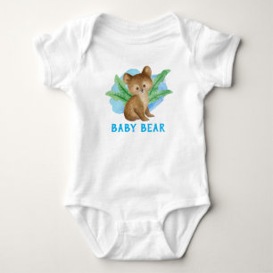 Personalized Cute Boys Bear Tropical Bush Baby Bodysuit