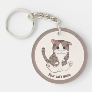 Personalized Cute Brown Cat Lover Keychain