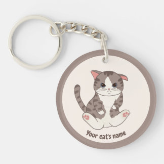 Personalized Cute Brown Cat Lover Keychain