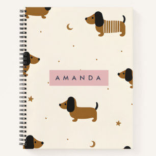 Personalized Cute Brown Dachshund Puppy Notebook