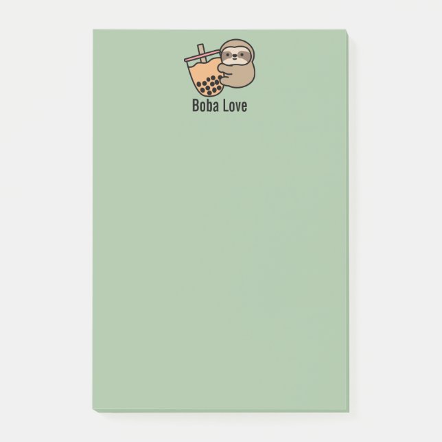 Personalized Cute Bubble Tea & Sloth Post-it Notes (Front)