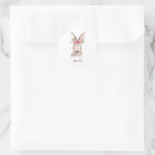 Personalized Cute Bunny Classic Round Sticker