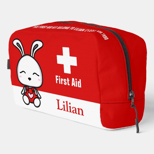 Personalized Cute Bunny First Aid Kit Bag (Right Corner)