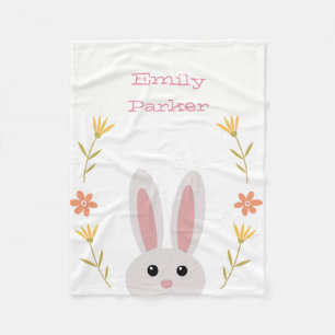 Personalized Cute Bunny Fleece Blanket