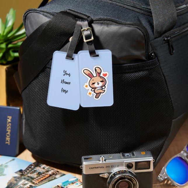 Personalized Cute Bunny Luggage Tag (Front & Back)