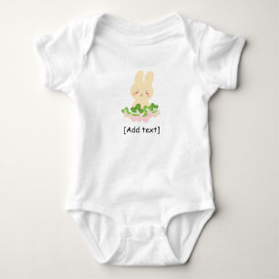 Personalized Cute Bunny with Strawberries - Custom Baby Bodysuit