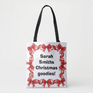Personalized Cute Candy Canes & Ribbons - Tote Bag