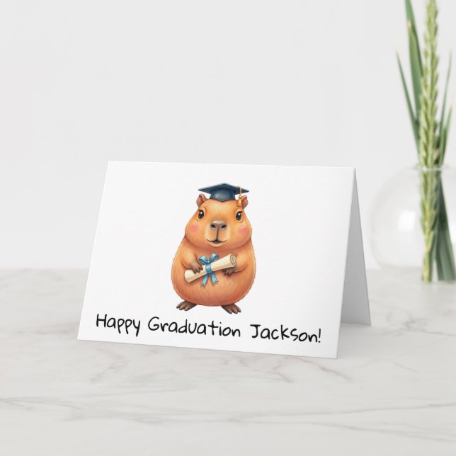 Personalized Cute Capybara Graduation  Card (Front)