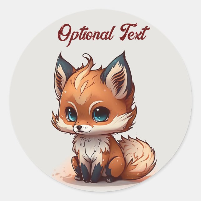 Personalized Cute Cartoon Fox Classic Round Sticker (Front)