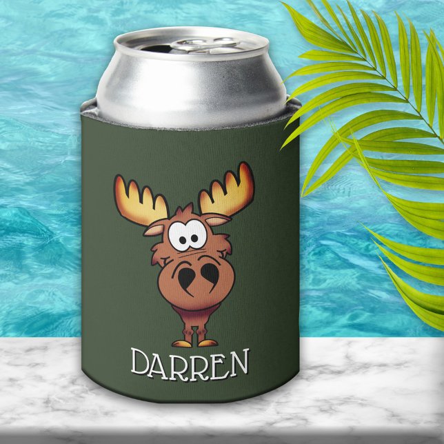 Personalized Cute Cartoon Moose Can Cooler (Creator Uploaded)