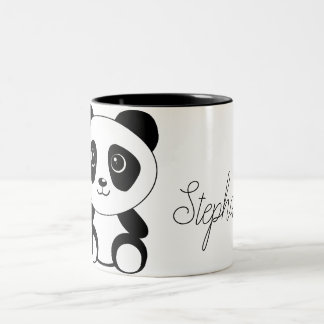 Personalized Cute Cartoon Panda Bear Two-Tone Coffee Mug