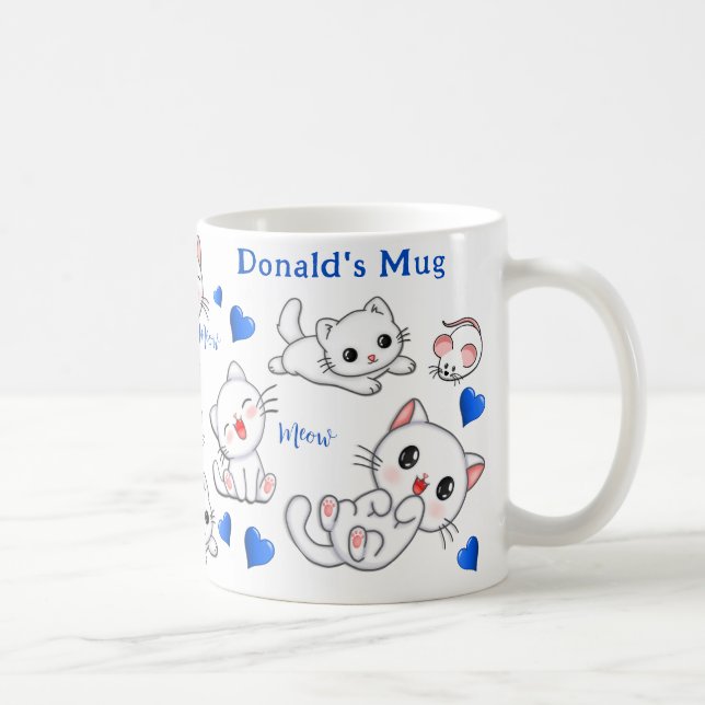 Personalized Cute Cat and Mouse  Kids' Mug (Right)