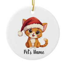 Personalized Cute Cat Ceramic Ornament 