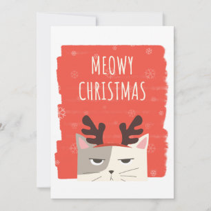 Personalized Cute Cat Christmas, Meowy Christmas Holiday Card