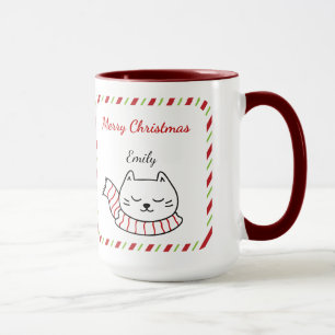 Personalized Cute Cat Christmas Mug