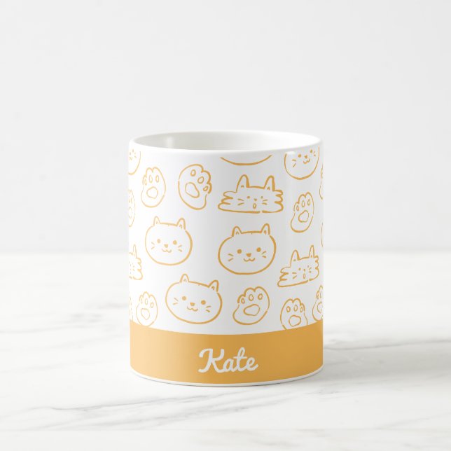 Personalized cute cat coffee mug (Center)