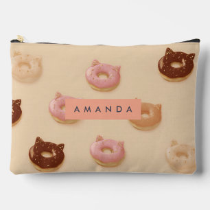Personalized Cute Cat Ear Doughnuts Pattern Accessory Pouch