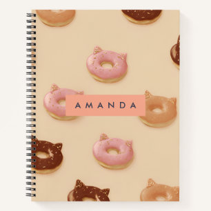 Personalized Cute Cat Ear Doughnuts Pattern Notebook