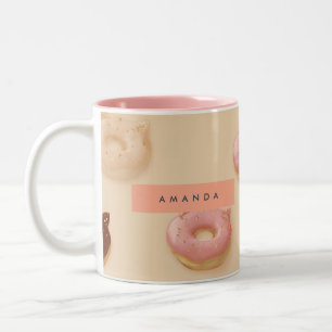 Personalized Cute Cat Ear Doughnuts Pattern Two-Tone Coffee Mug