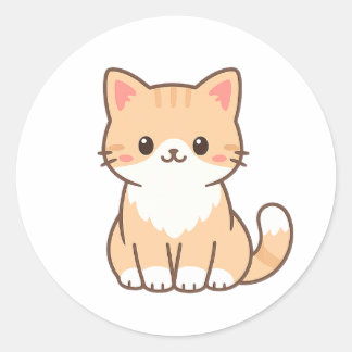 Personalized Cute Cat Gift – Custom Pet Name Minim Classic Round Sticker