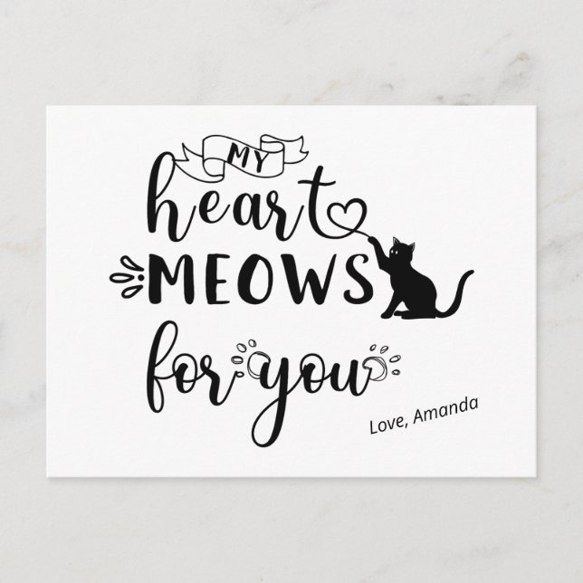 Personalized Cute Cat Lover Gift Holiday Postcard (Front)