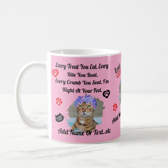 Personalized Cute Cat Mug for Cat Lovers - Funny  (Left)