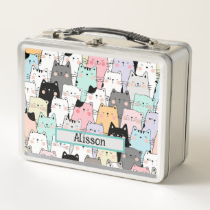 Personalized Cute Cat Pattern  Metal Lunch Box