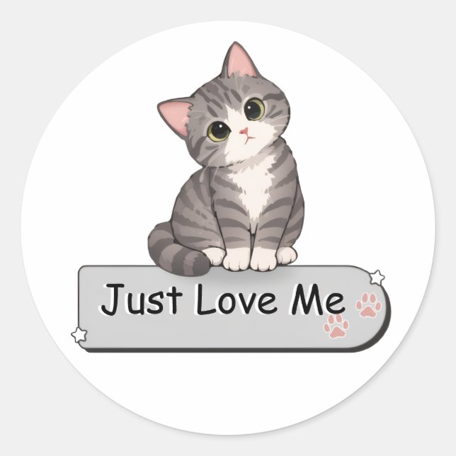 Personalized Cute Cat Sticker (Front)