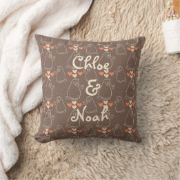 Personalized Cute Cat Valentine's Day Couple Throw Pillow
