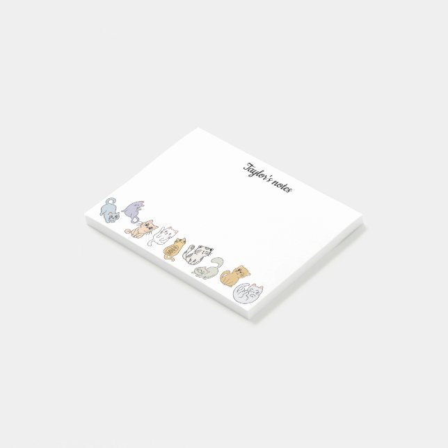 Personalized Cute Cats Post-it Notes for Cat Lover (Angled)