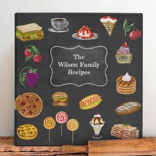 Personalized Cute Chalkboard Foods Family Recipe Binder