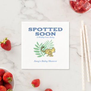 Personalized Cute Cheetah Wild One Baby Shower Napkin