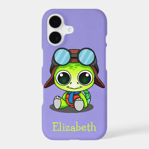 Personalized Cute Chibi Turtle in Aviator Hat