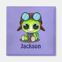 Personalized Cute Chibi Turtle in Aviator Hat