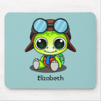 Personalized Cute Chibi Turtle in Aviator Hat