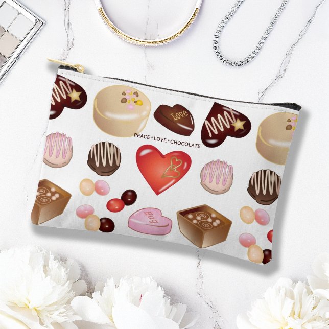 Personalized Cute Chic Chocolate Candy Heart Accessory Pouch (Creator Uploaded)