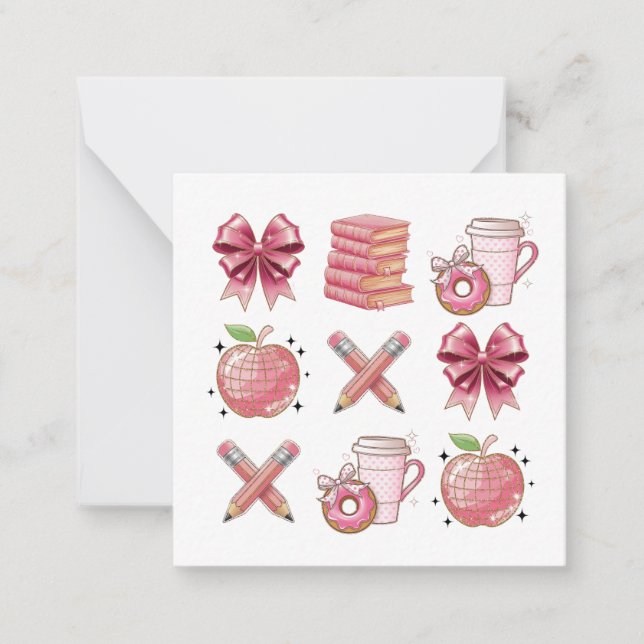 Personalized Cute Chic Pink Teacher School Card (Front)