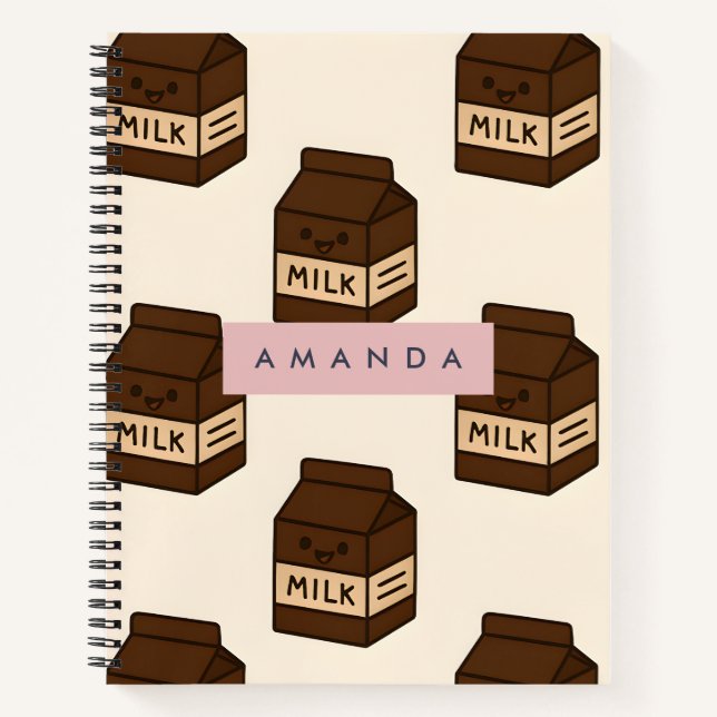 Personalized Cute Chocolate Milk Carton  Notebook (Front)