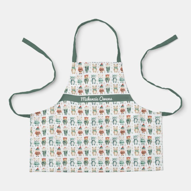 Personalized Cute Christmas Animals Apron (Front)