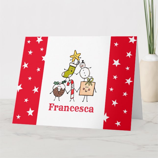 Personalized Cute Christmas Characters Card (Front)