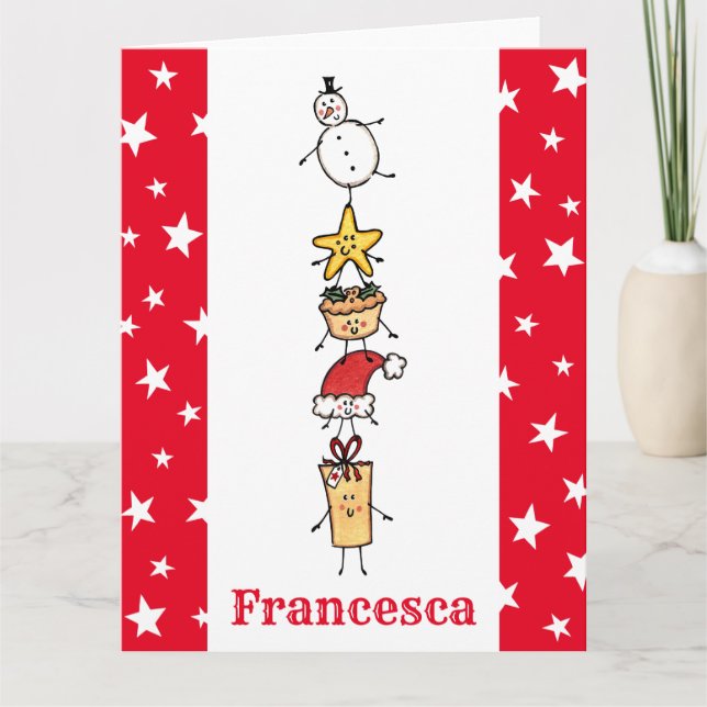 Personalized Cute Christmas Characters Card (Front)