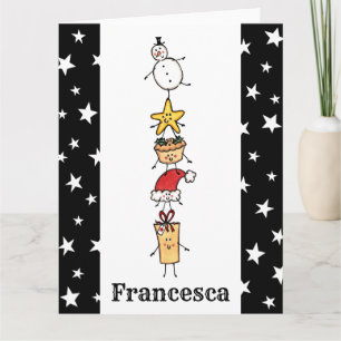 Personalized Cute Christmas Characters Card