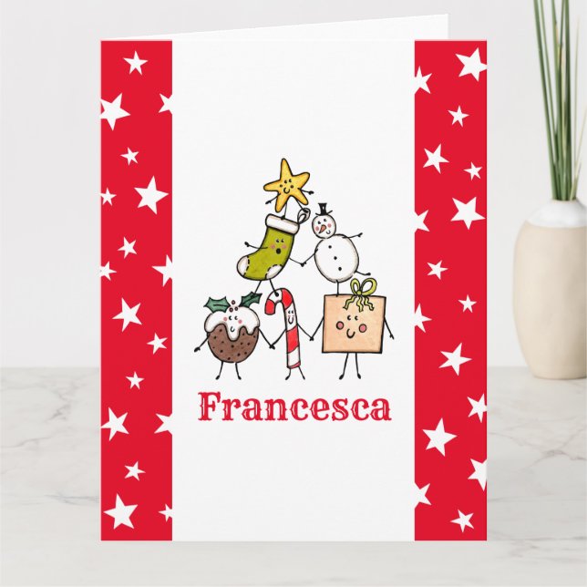 Personalized Cute Christmas Characters Card (Front)
