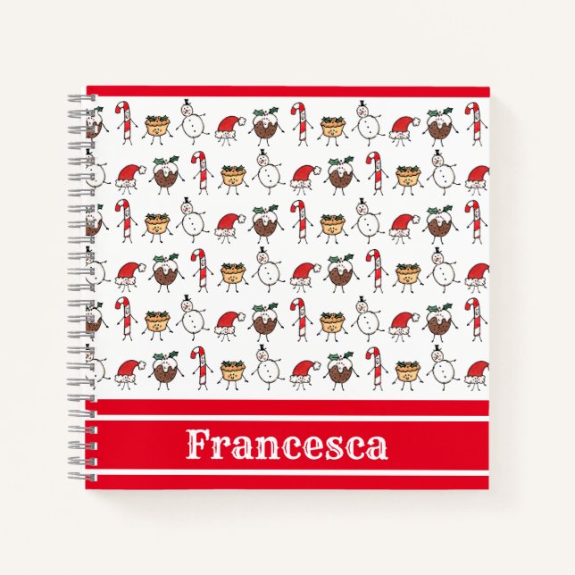 Personalized Cute Christmas Characters Notebook (Front)