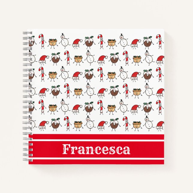 Personalized Cute Christmas Characters Notebook (Front)