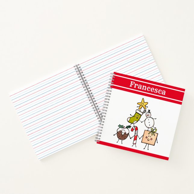 Personalized Cute Christmas Characters Notebook (Inside)
