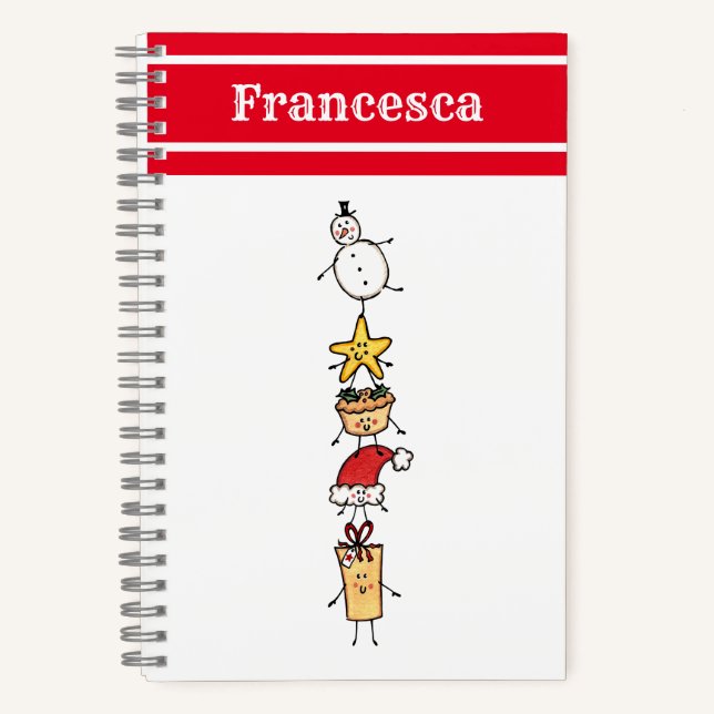 Personalized Cute Christmas Characters Notebook (Front)