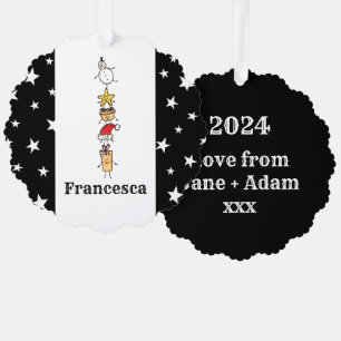 Personalized Cute Christmas Characters Ornament Card